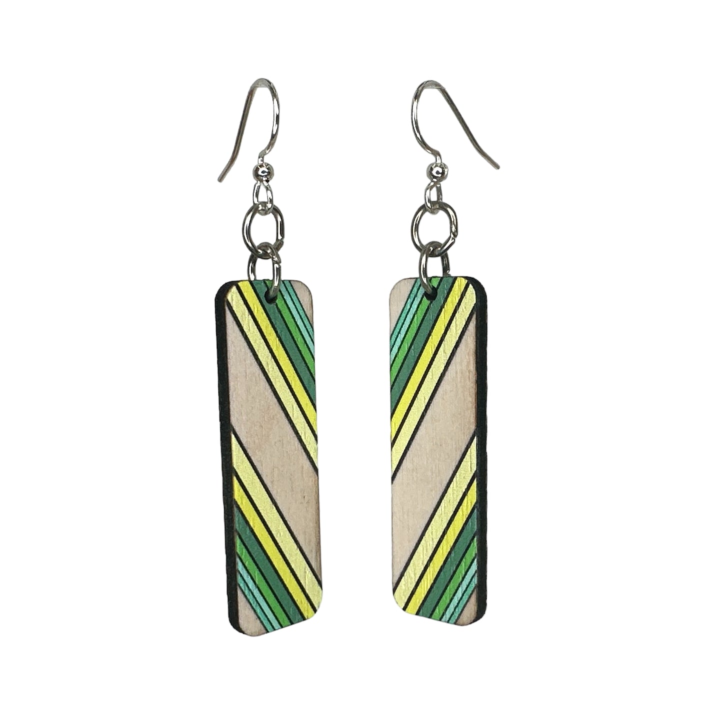 Green Tree Earrings | Geometric Shapes