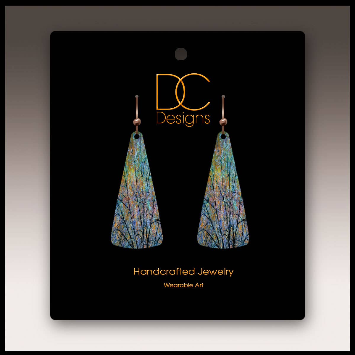 Blue Branches Artistic Triangle Drop Earrings