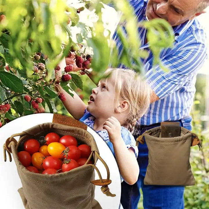 Portable Leather Canvas Foraging Bag Pouch