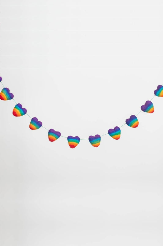 Rainbow Hearts Felt Garland
