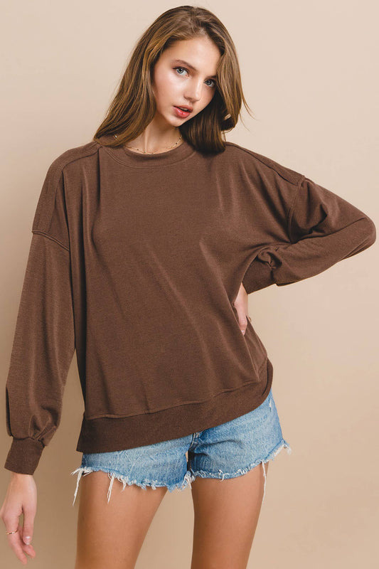 Solid Terry Round Neck Oversize Sweatshirt