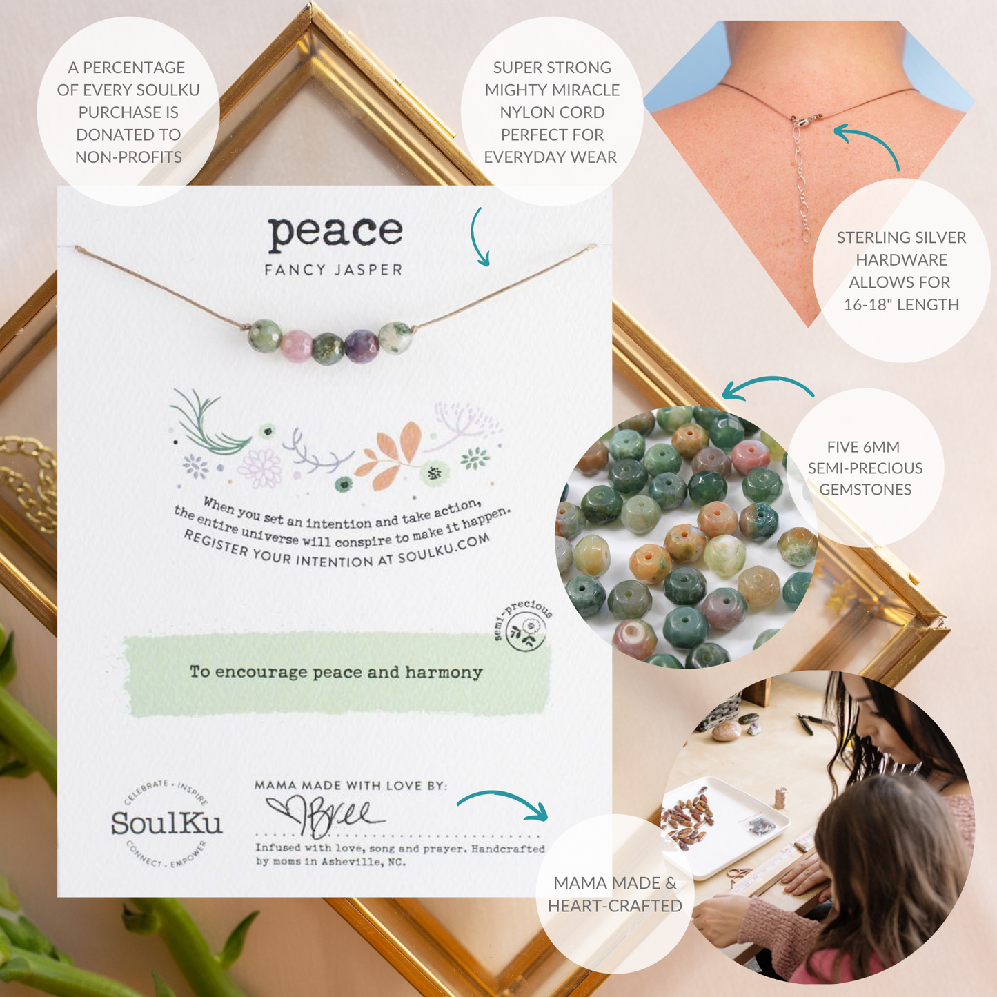Fancy Jasper Intention Necklace for Peace