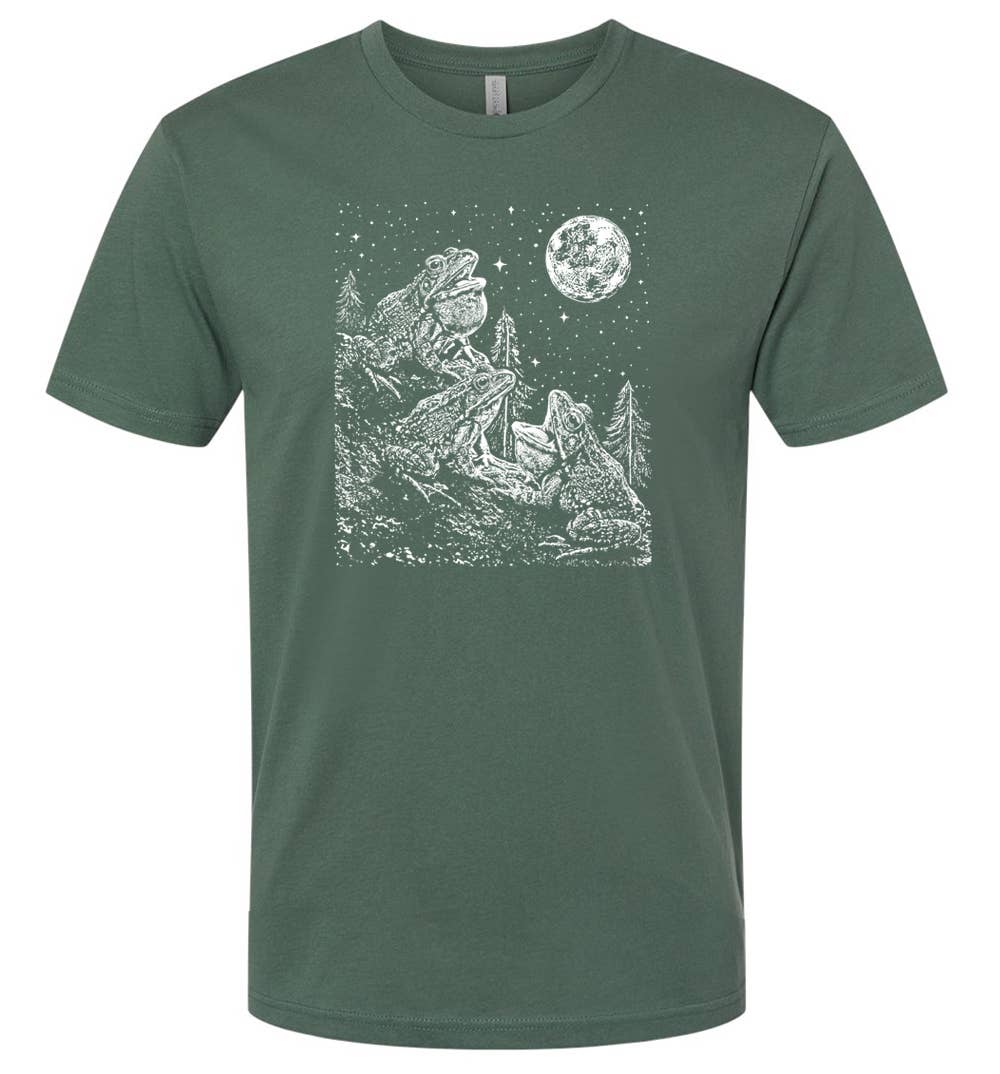 Frog T Shirt Funny Graphic Tee Hiking Wildlife Camping Moon