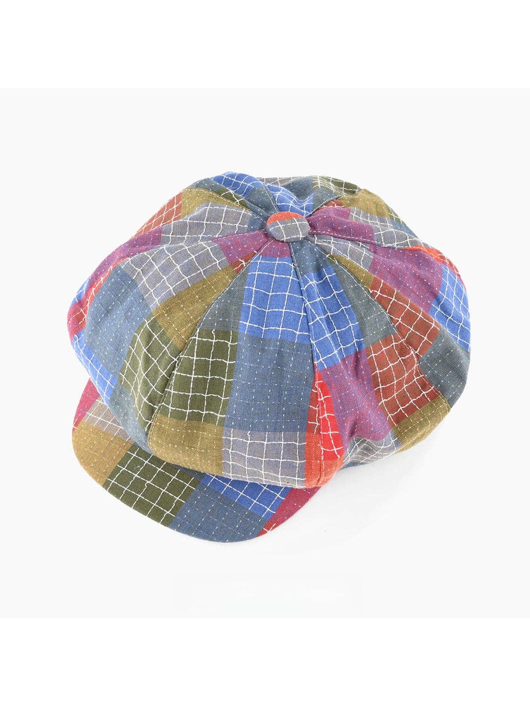 Retro Patchwork Plaid Newsboy Cap