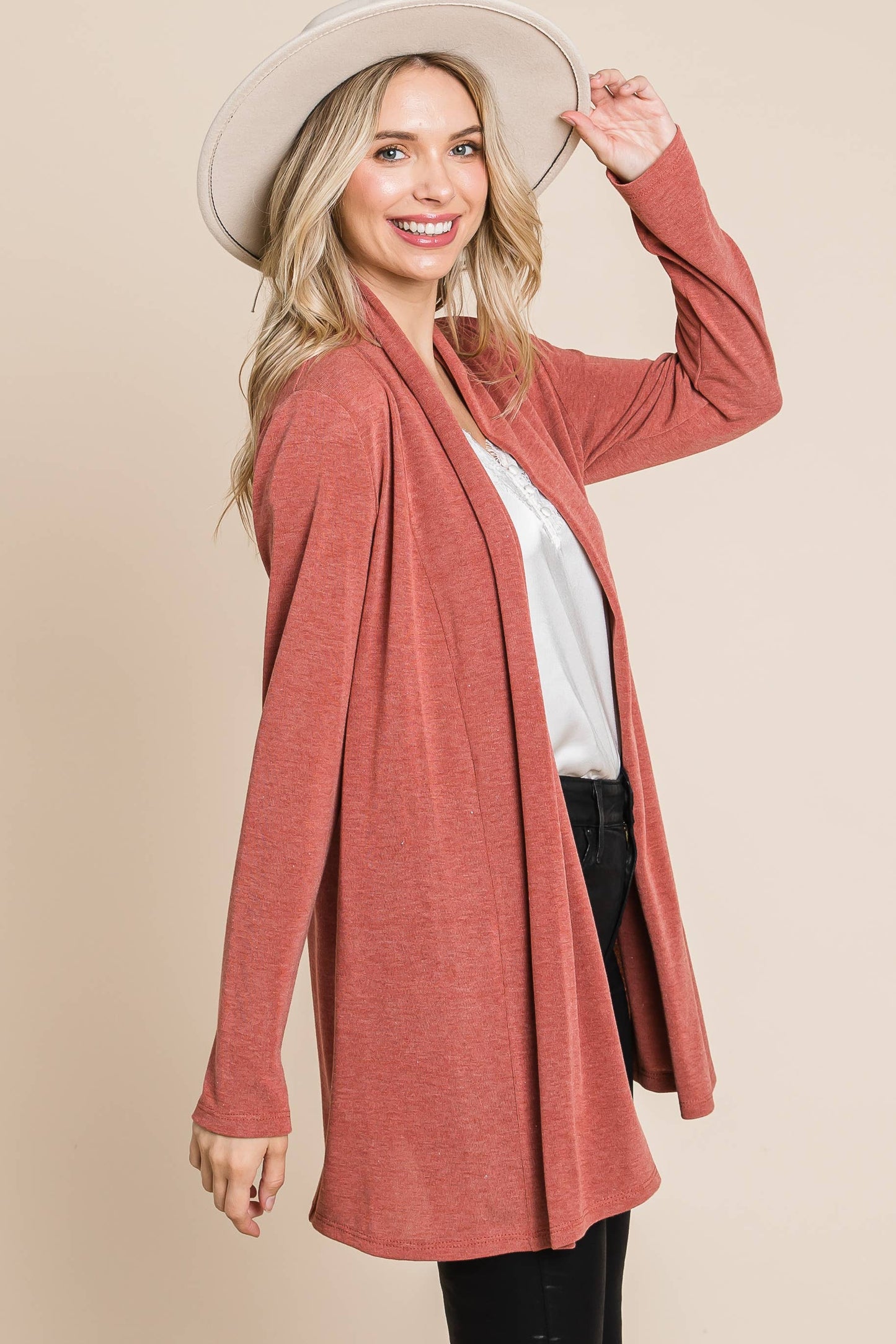 Soft Solid Open Front Cardigan