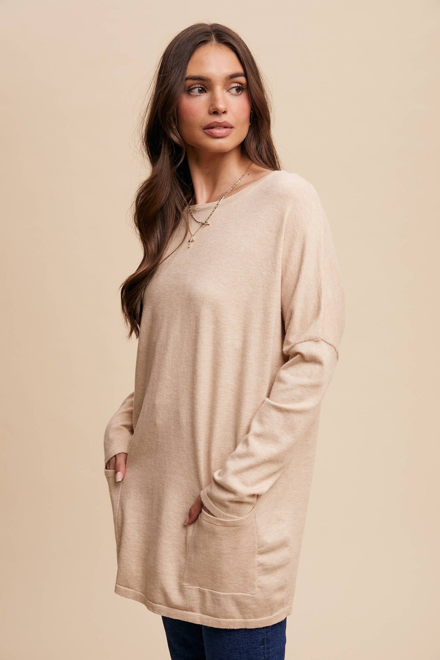 Cozy Knit Pocket Tunic Dress