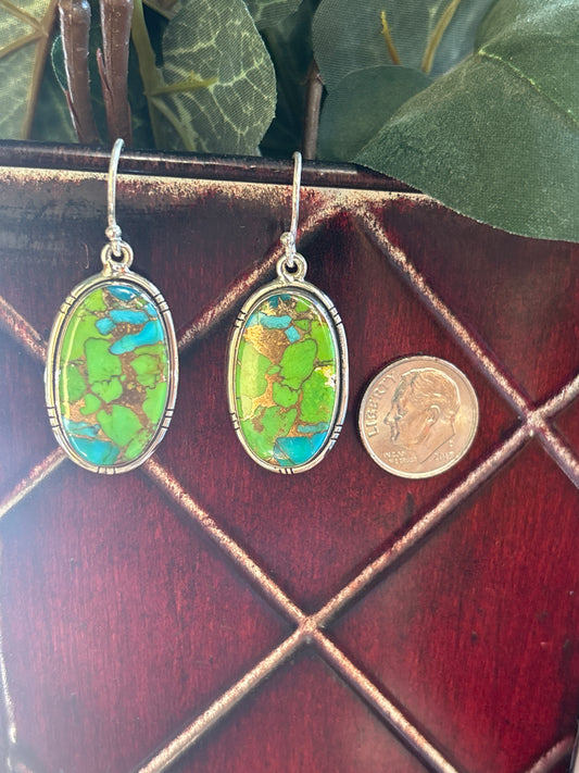Green Copper Turquoise Earrings