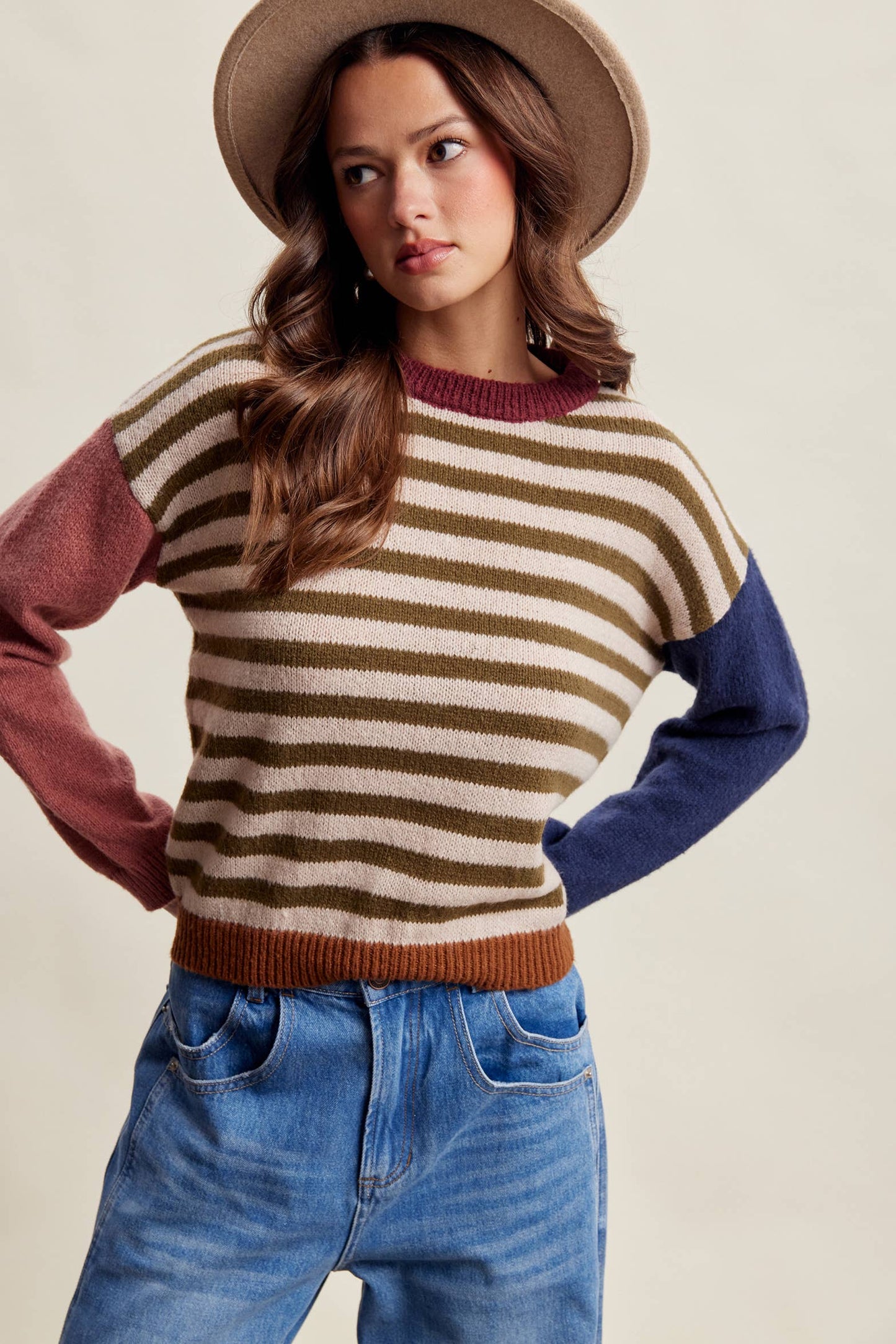 Colorblock Stripe Knit Sweater