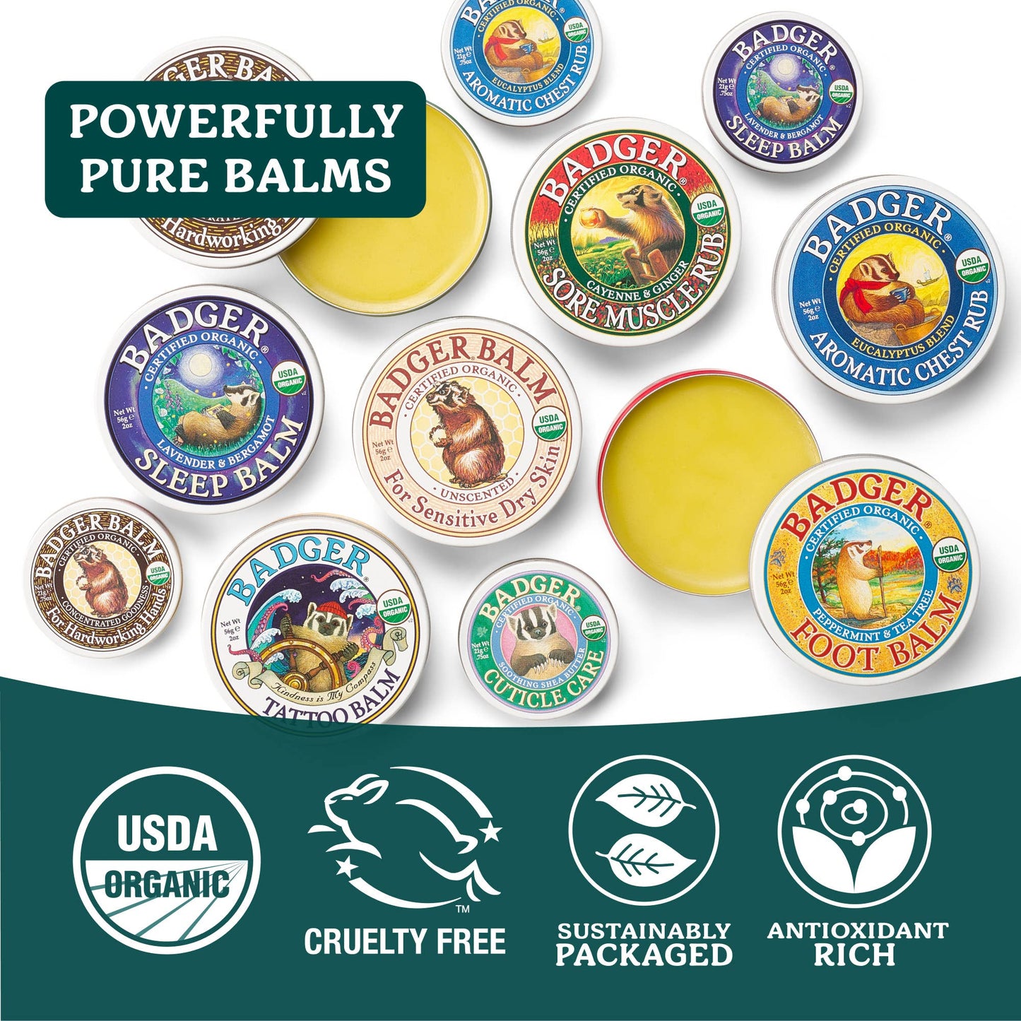 Hard Working Hands Balm, For Dry Cracked Hands - Badger 2oz