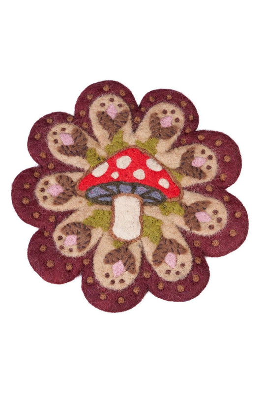 Embrodered Mushroom Felt Trivet