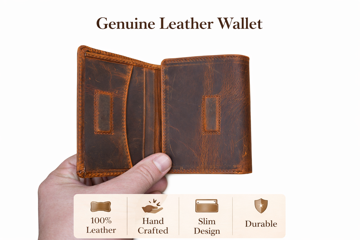 Leather Wallet for Men Handcrafted Distressed Trifold Wallet