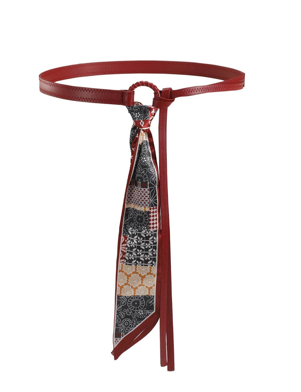 Punk Style Leather Waistband Paisley Scarf Belt