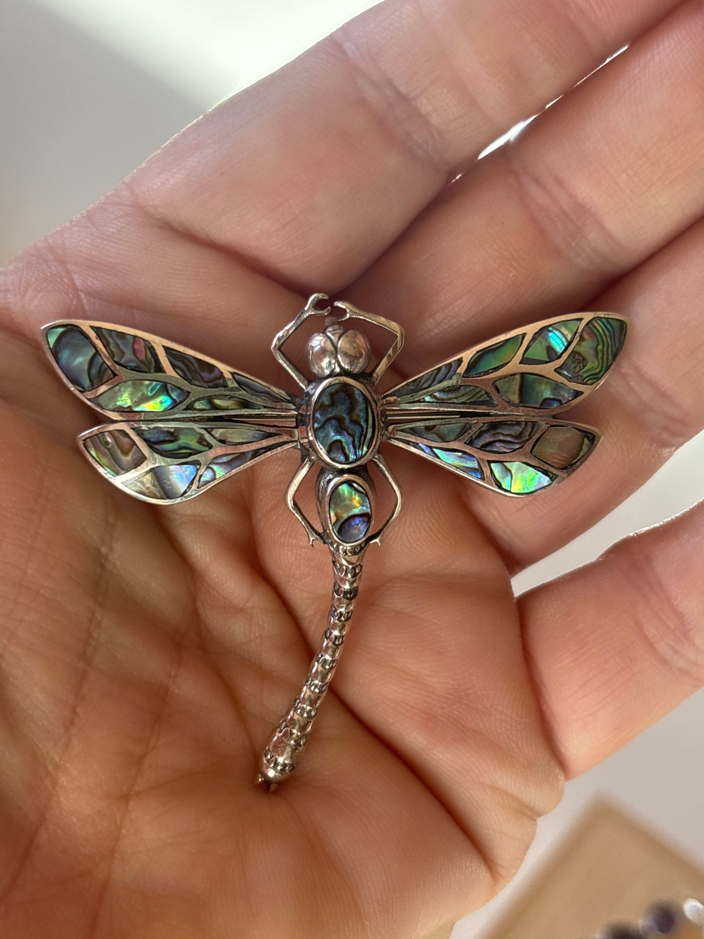 Sterling & Abalone Shell Dragonfly pendant or pin