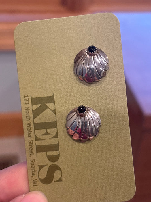 Black Onyx Sterling Vintage Earrings