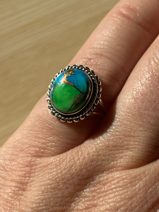 Peacock Dahlia Ring | Size 6