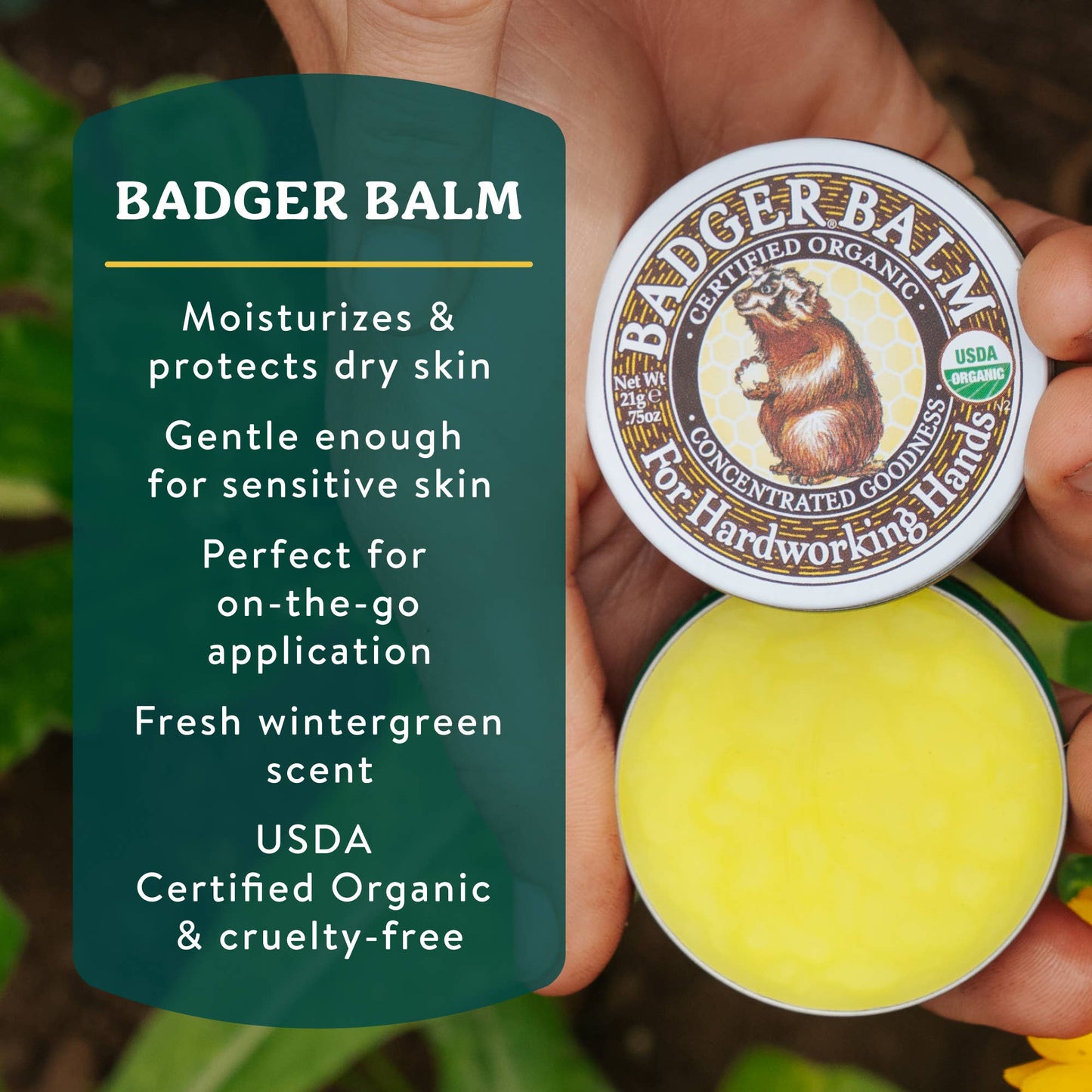 Hard Working Hands Balm, For Dry Cracked Hands - Badger 2oz