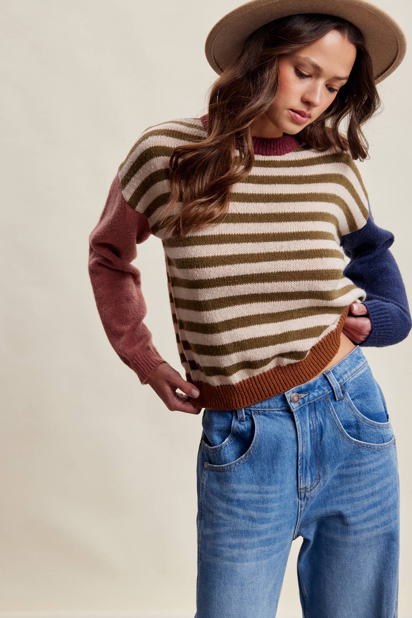 Colorblock Stripe Knit Sweater