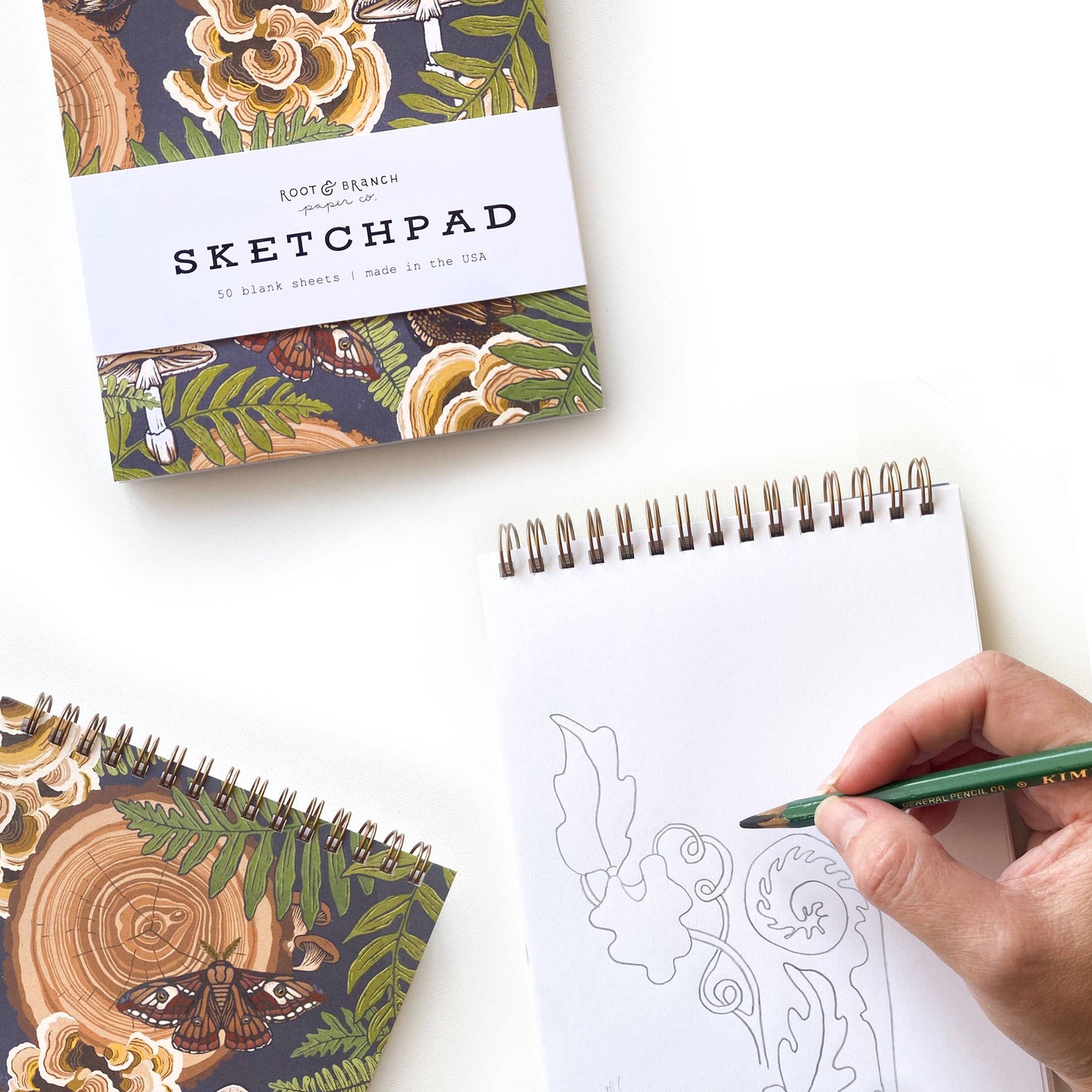 Ginkgo + Tiger Moth Spiral Bound Sketchpad