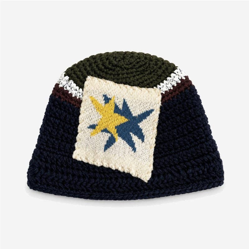 Color Block Splice Floral Jacquard Bucket Hat