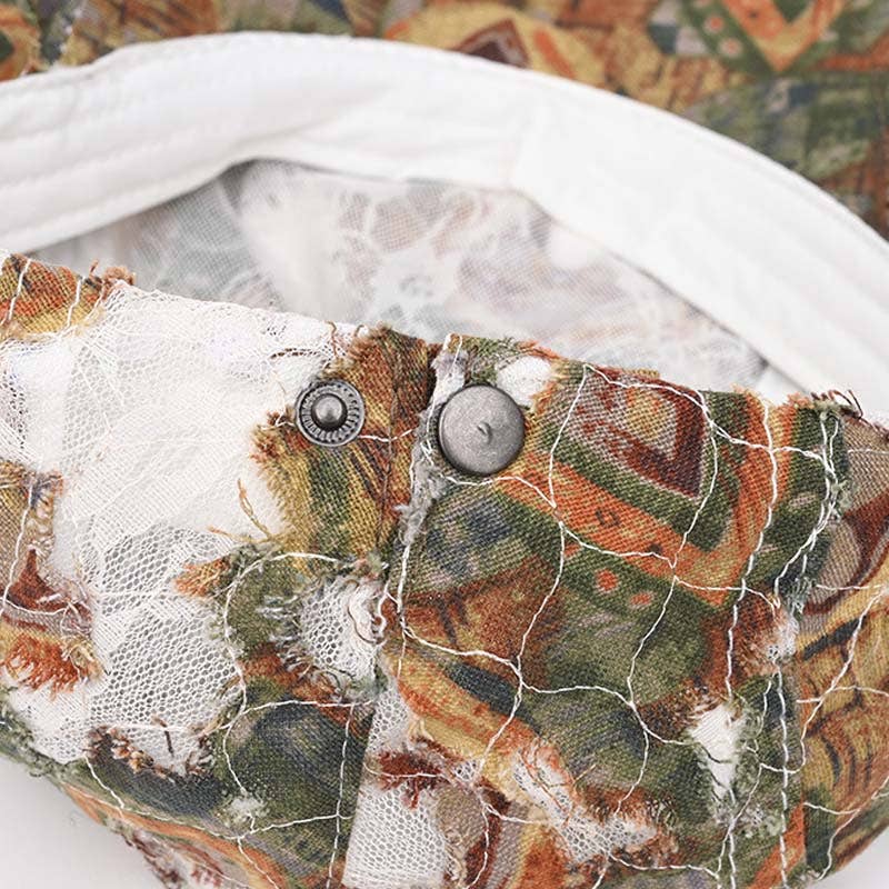 Vintage Distressed Ribbed Mesh Beret Newsboy Cap