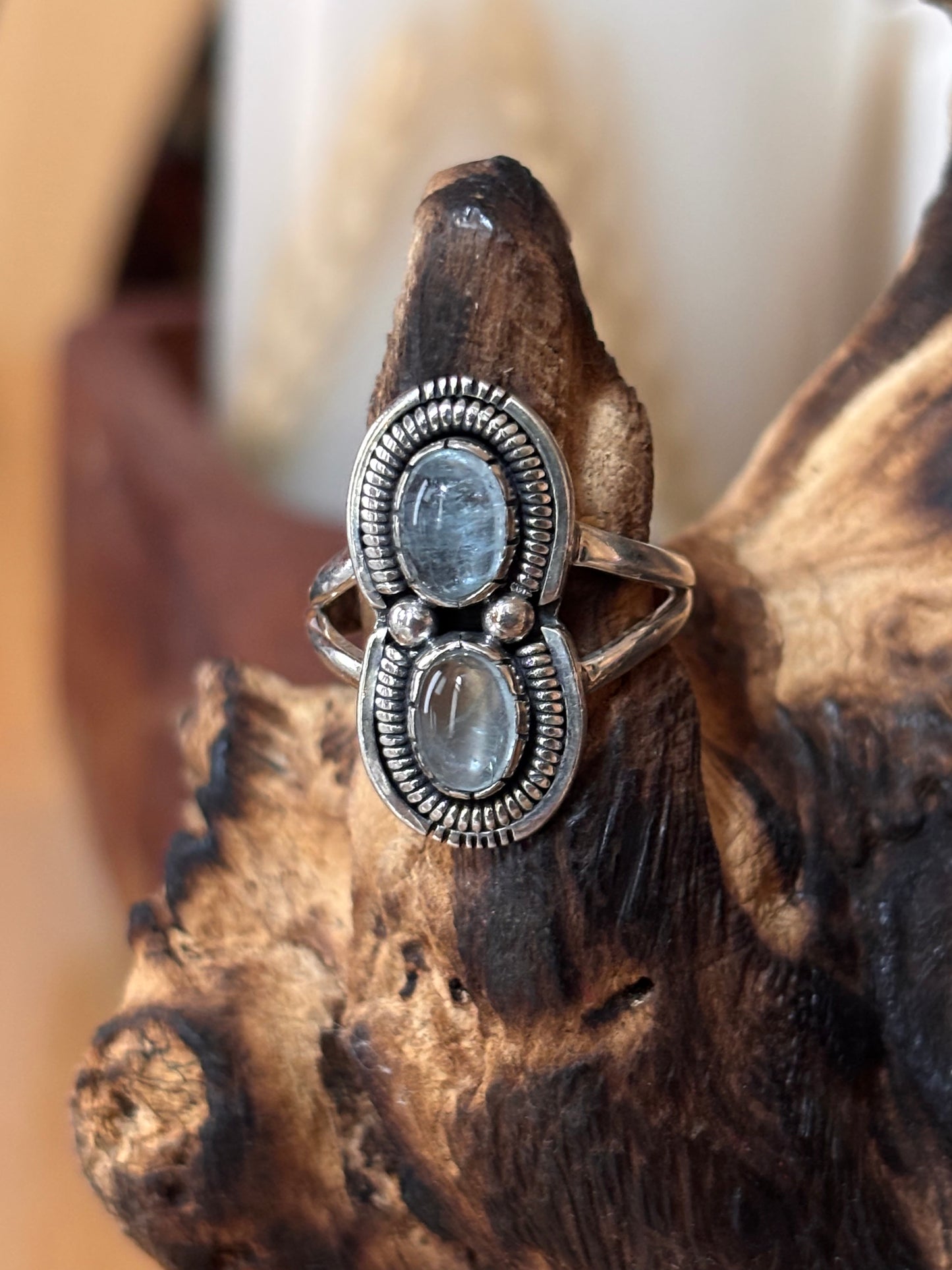 Double Moonstone Ring | Size 7