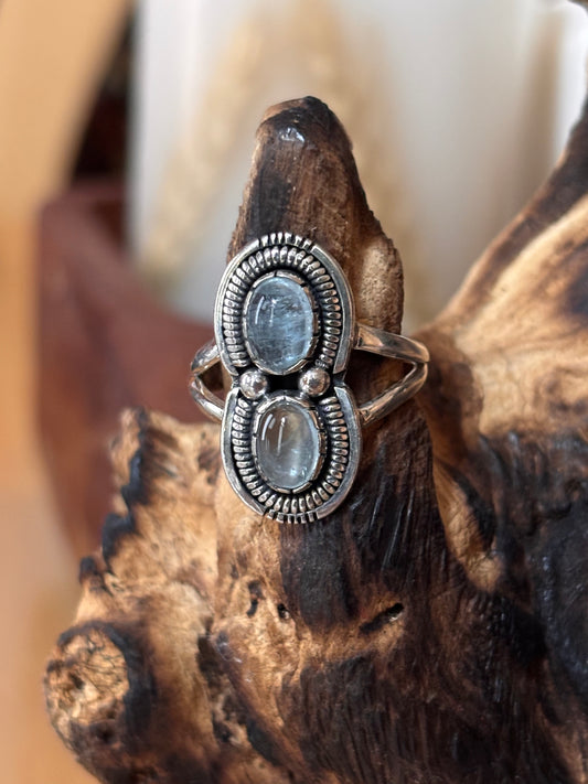 Double Moonstone Ring | Size 7