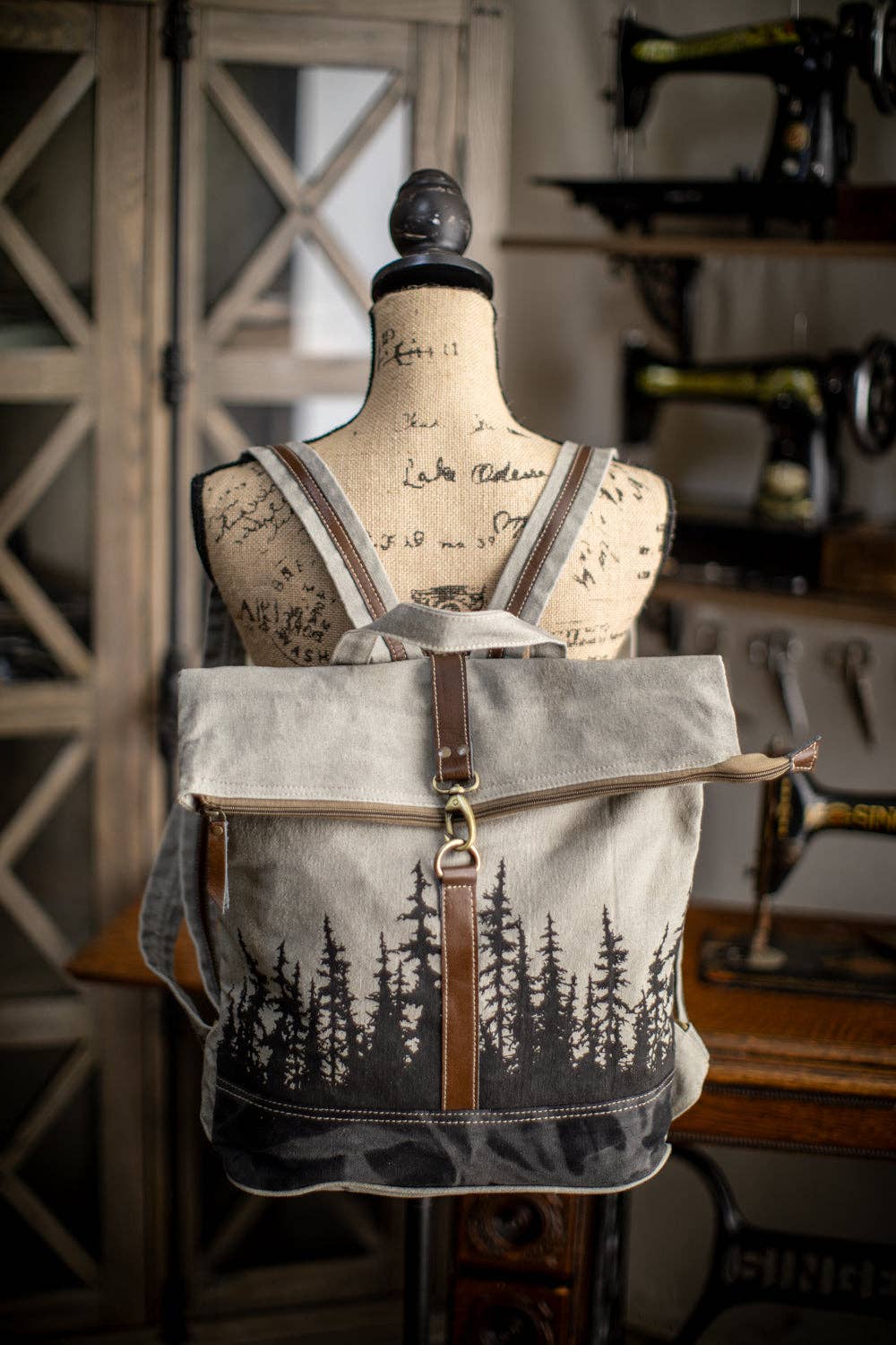 Black Spruce Forrest Recycled Canvas Backpack