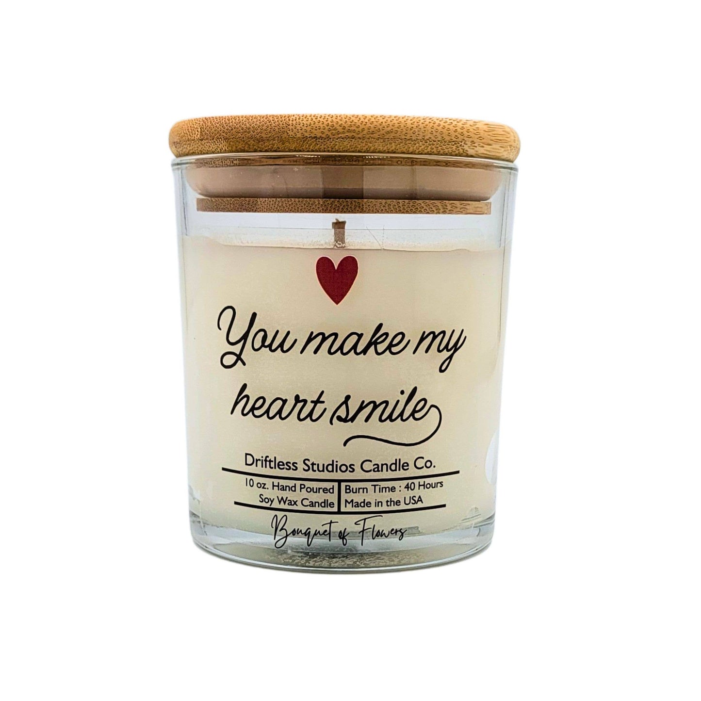 You Make My Heart Smile Clear Soy Candle - Valentines Day