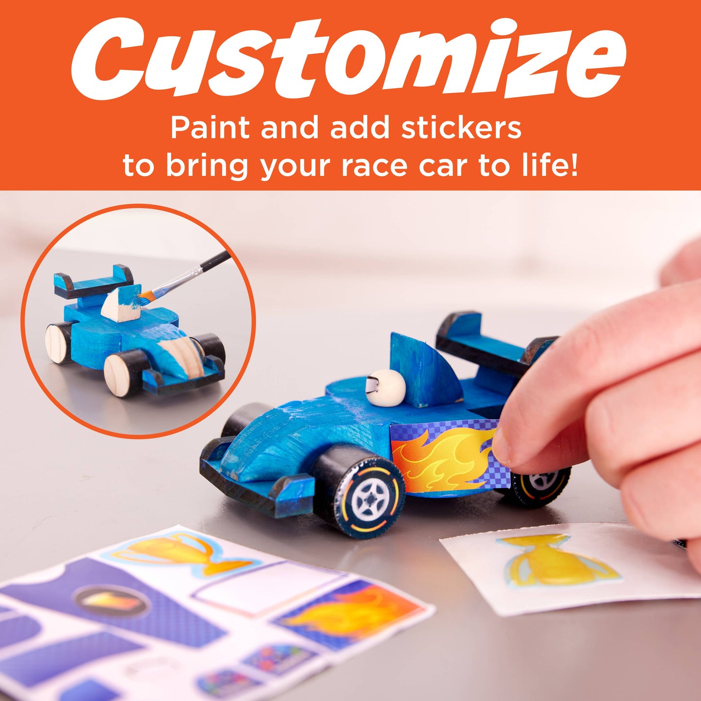 Buildeez! Blaze Race Car - DIY Wooden Craft Kit for Kids