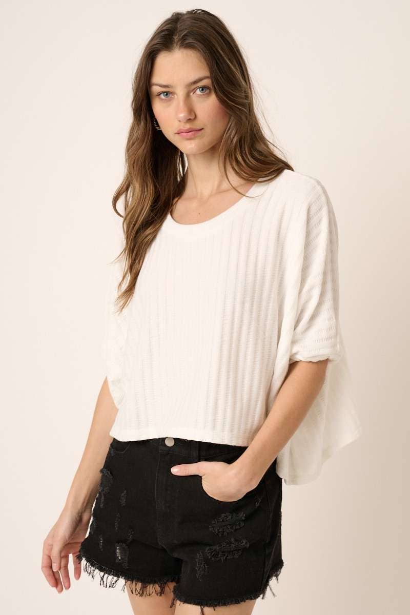 TEXTURE KNIT DOLMAN SLEEVE TOP
