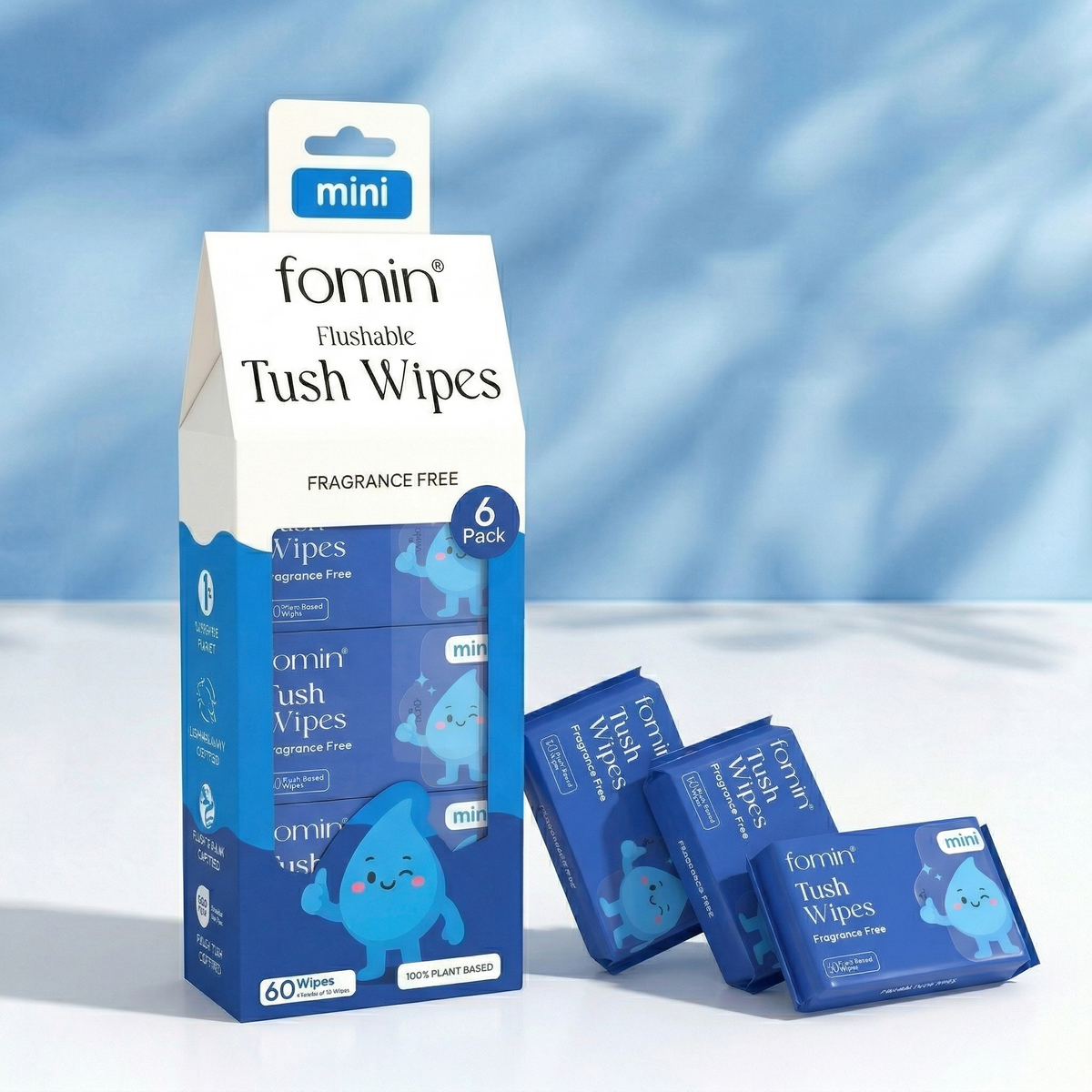 Travel Flushable Wipes | Fragrance Free | 6 x 10ct