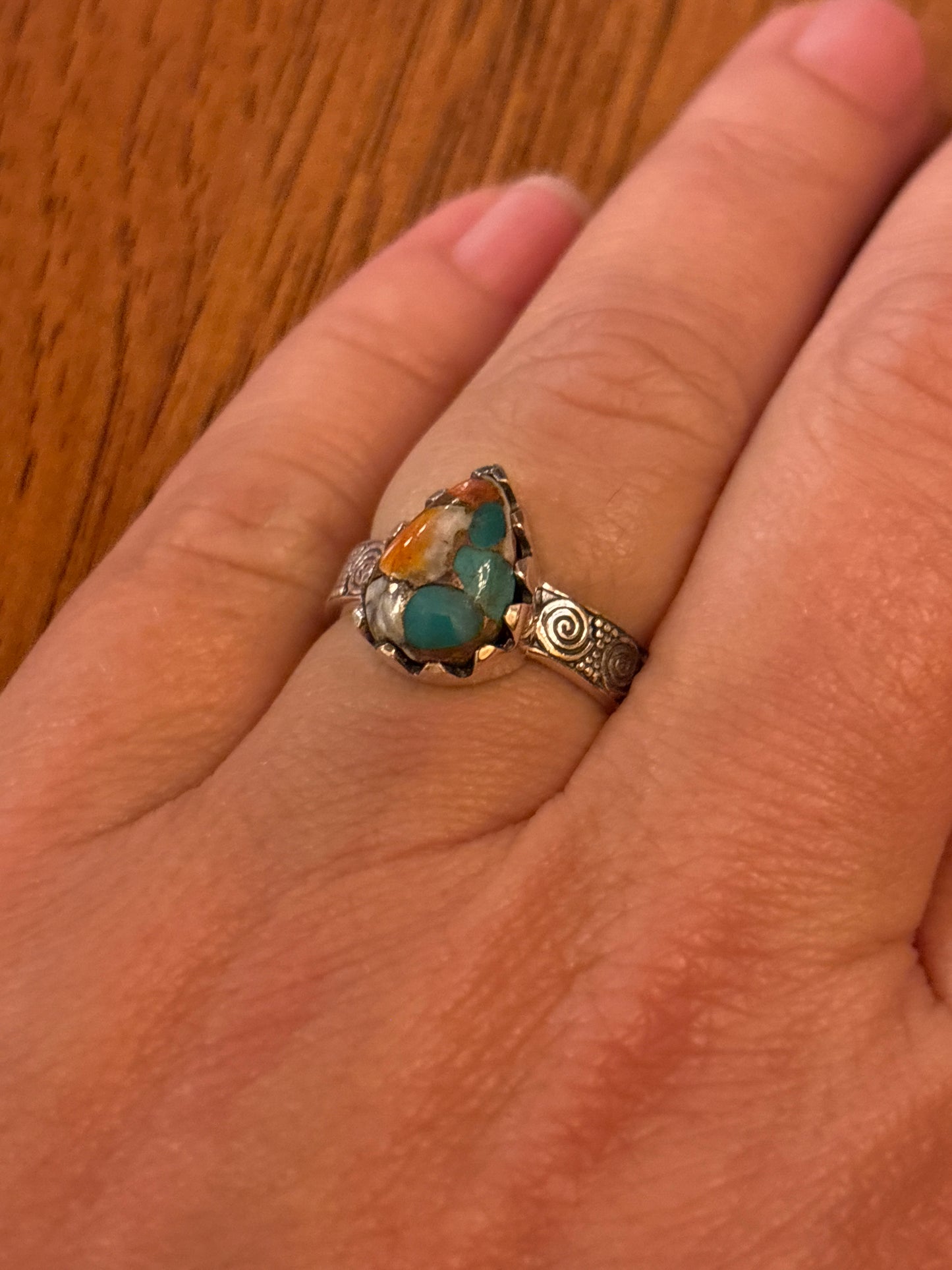 Spiny Oyster Turquoise Ring | Size 8