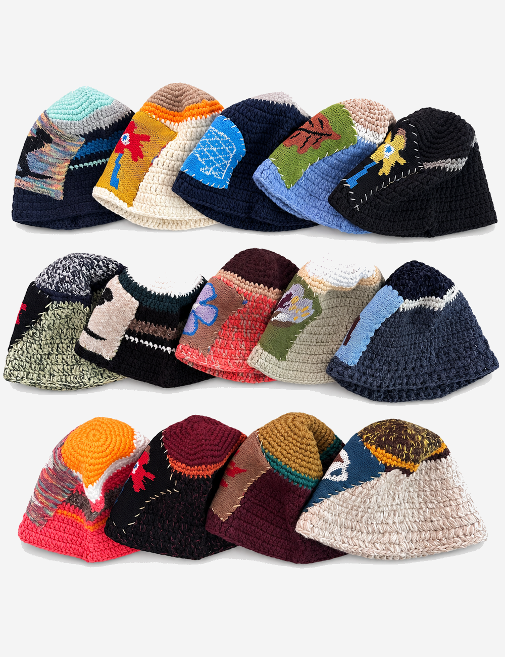 Color Block Splice Floral Jacquard Bucket Hat
