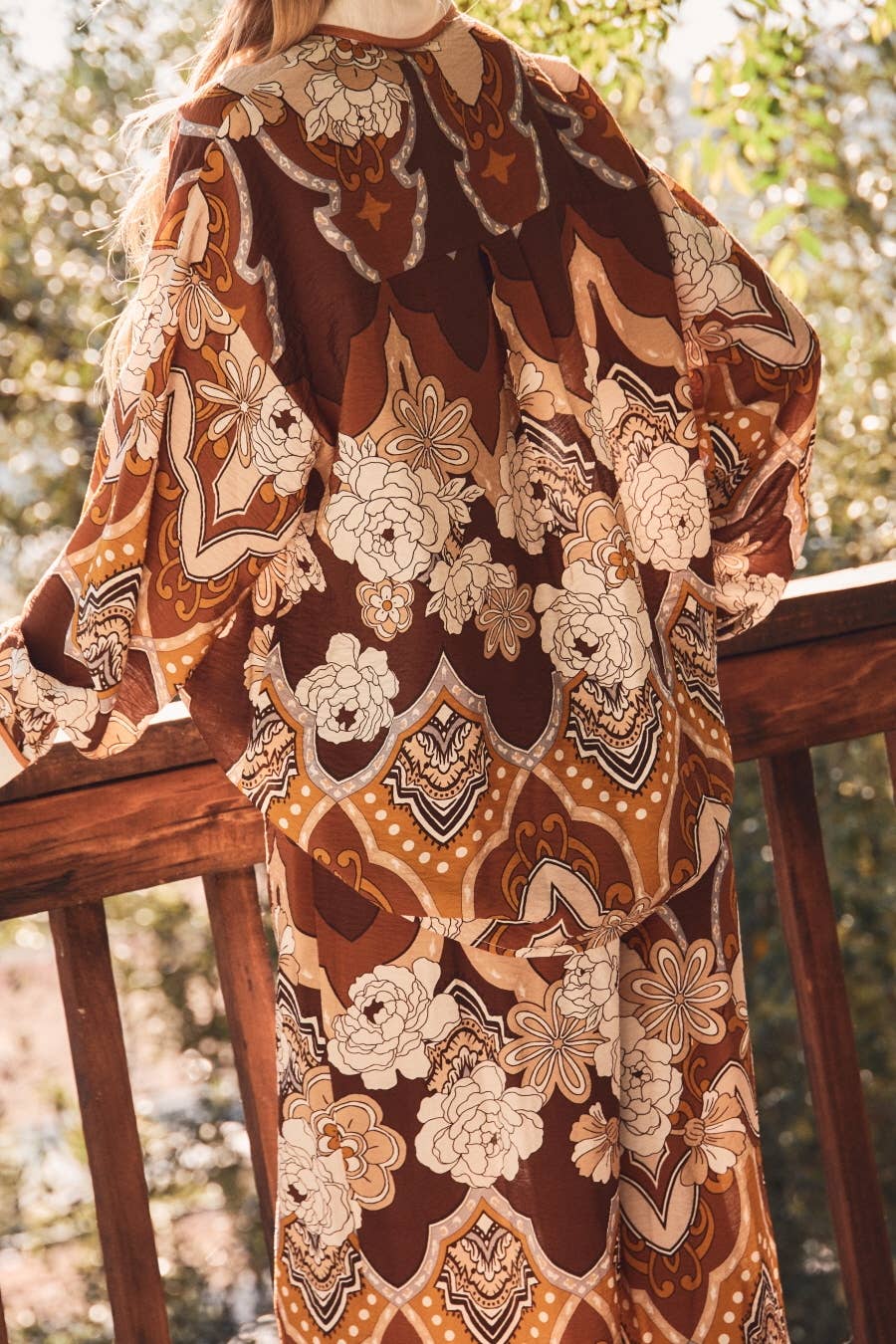 Retro Printed Wide Leg Pants - Plus