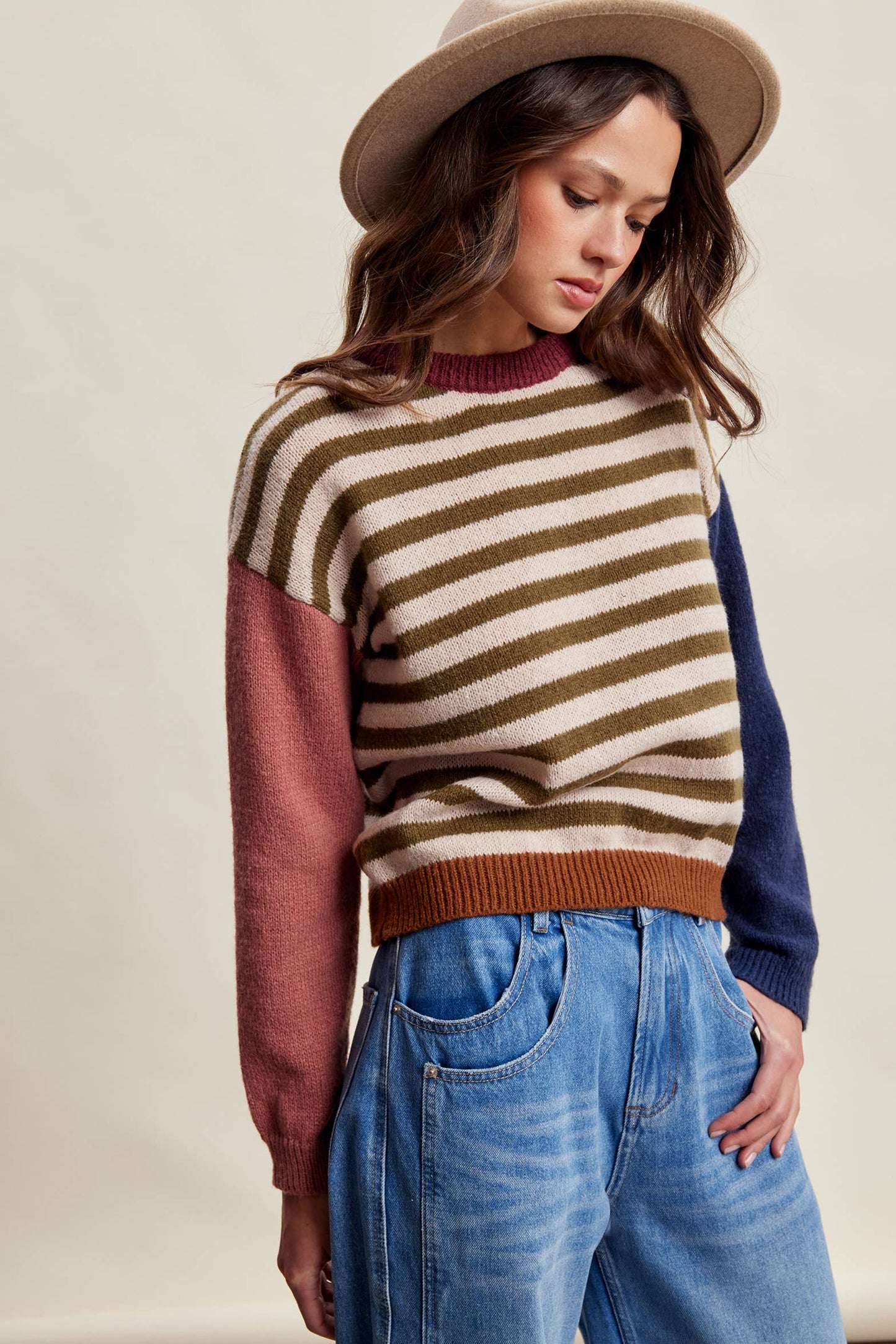 Colorblock Stripe Knit Sweater