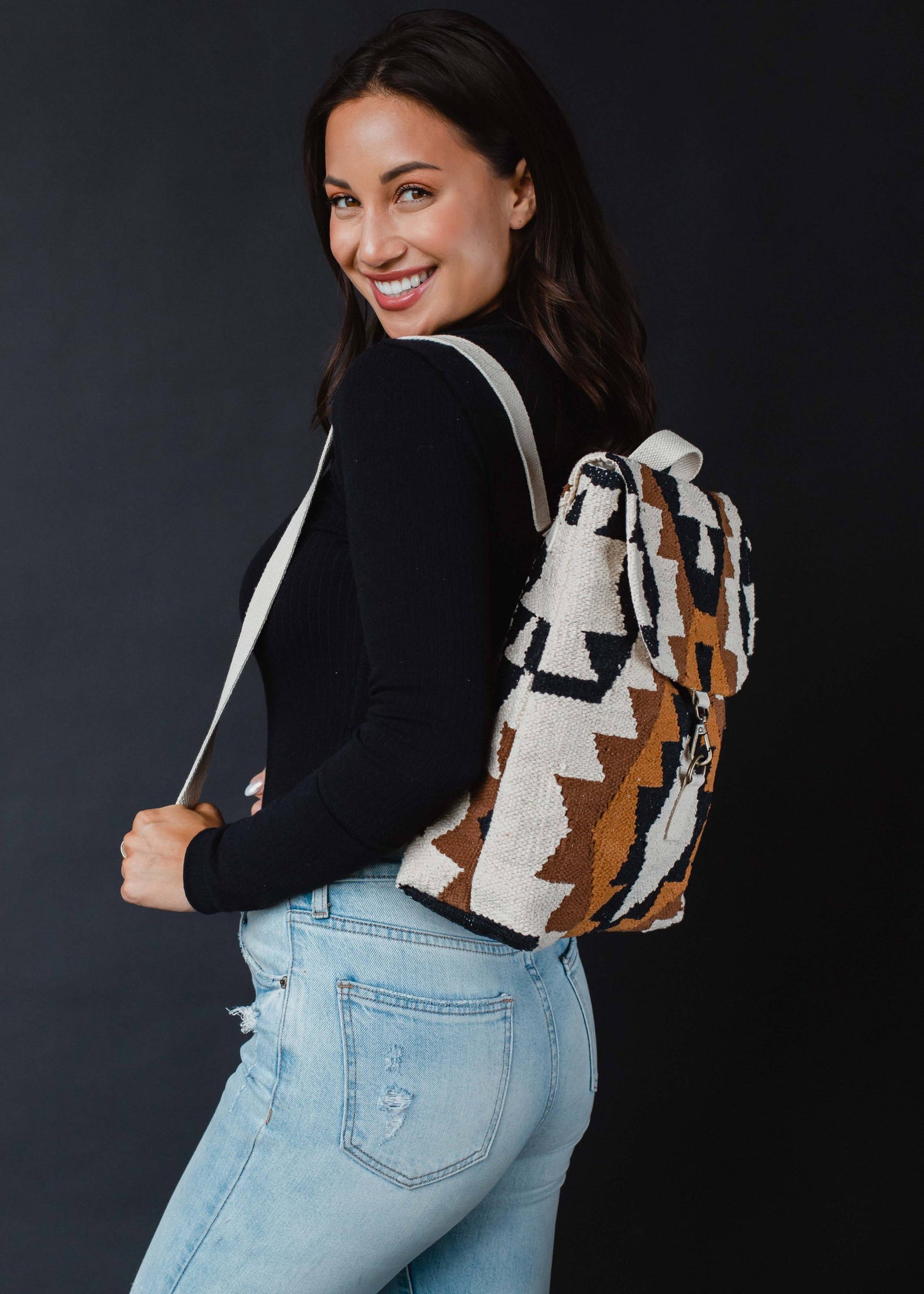 Cream, Black, Brown & Tan Aztec Backpack