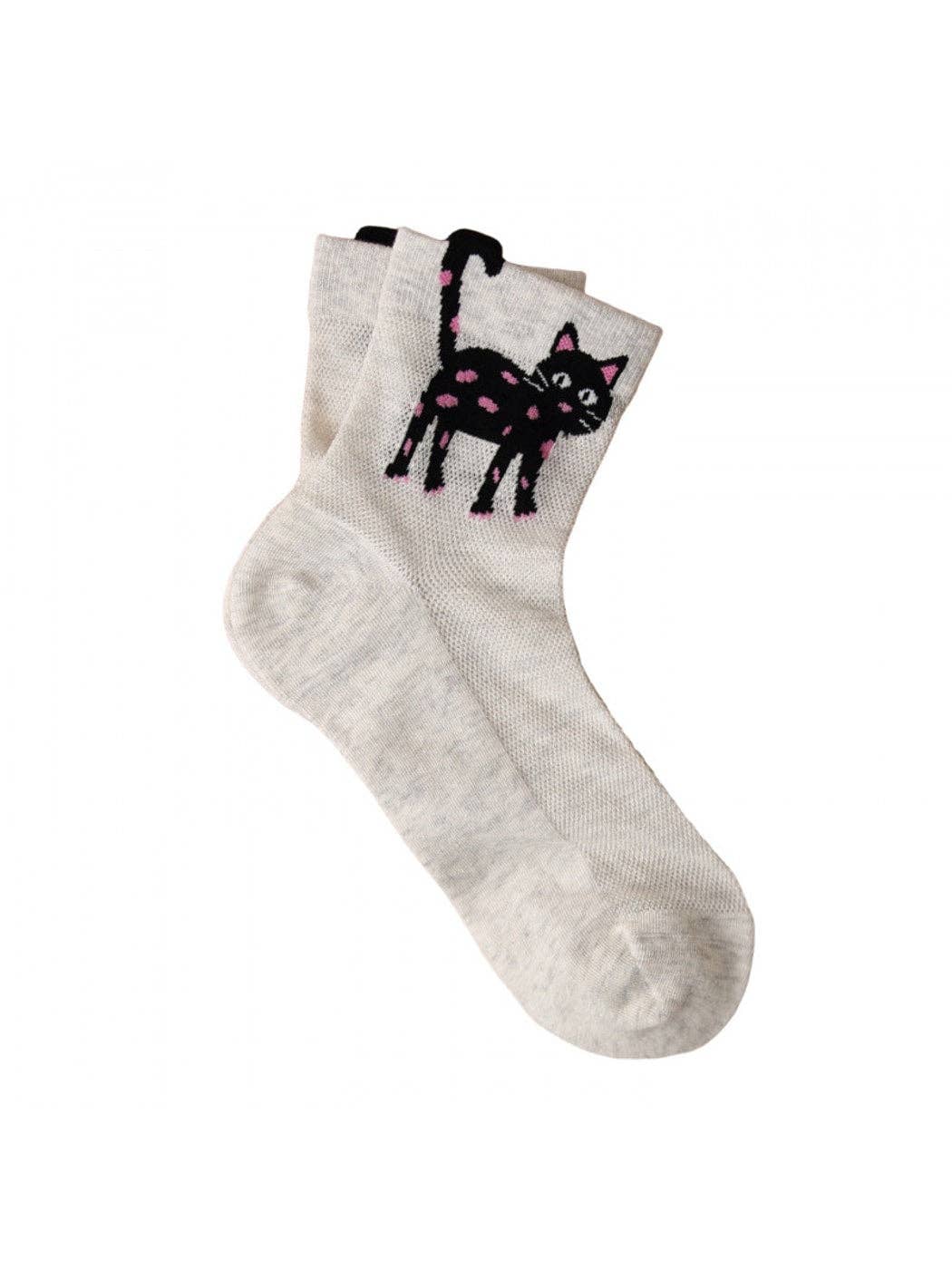 Cute Cartoon Cat Pattern Crew Socks