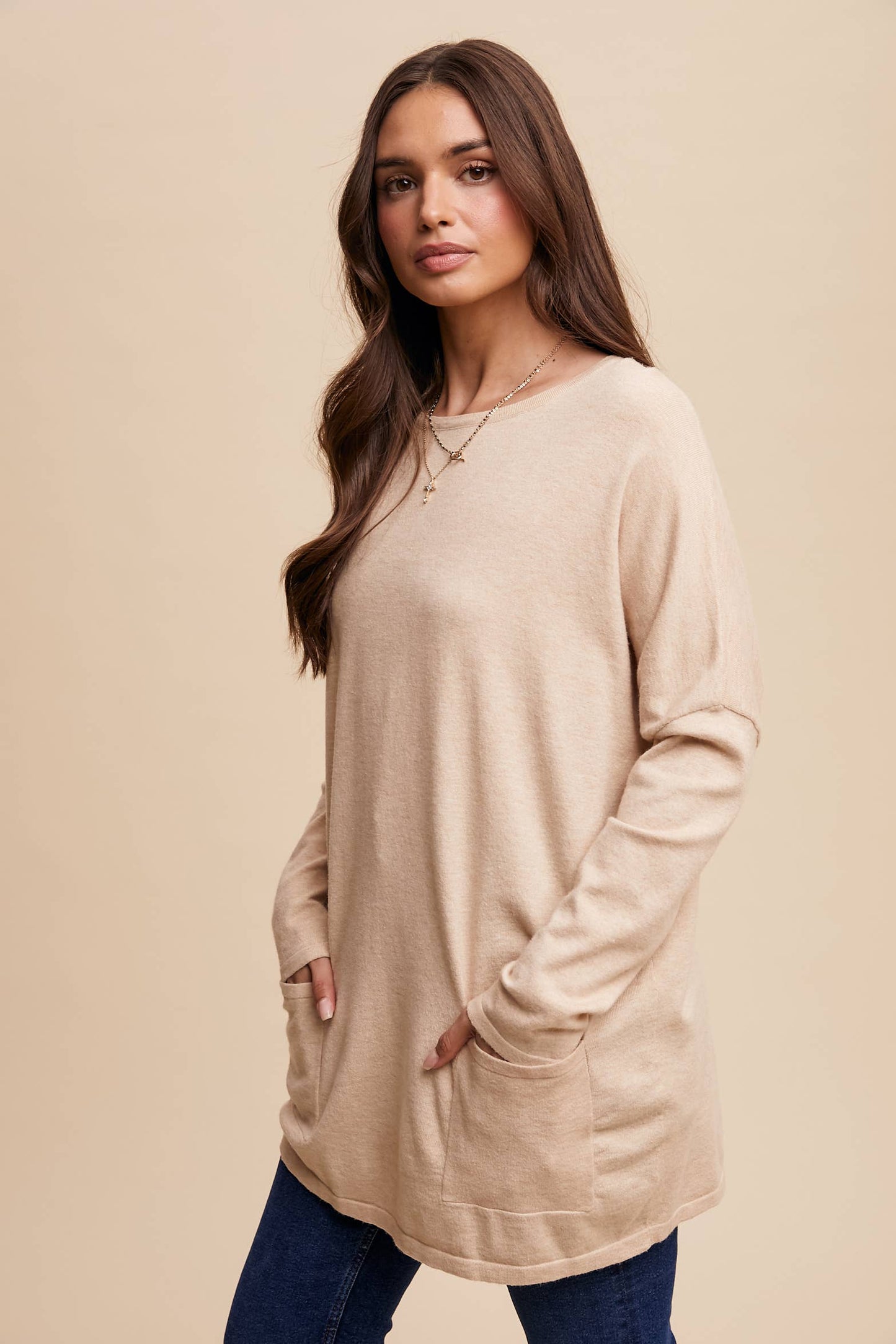 Cozy Knit Pocket Tunic Dress