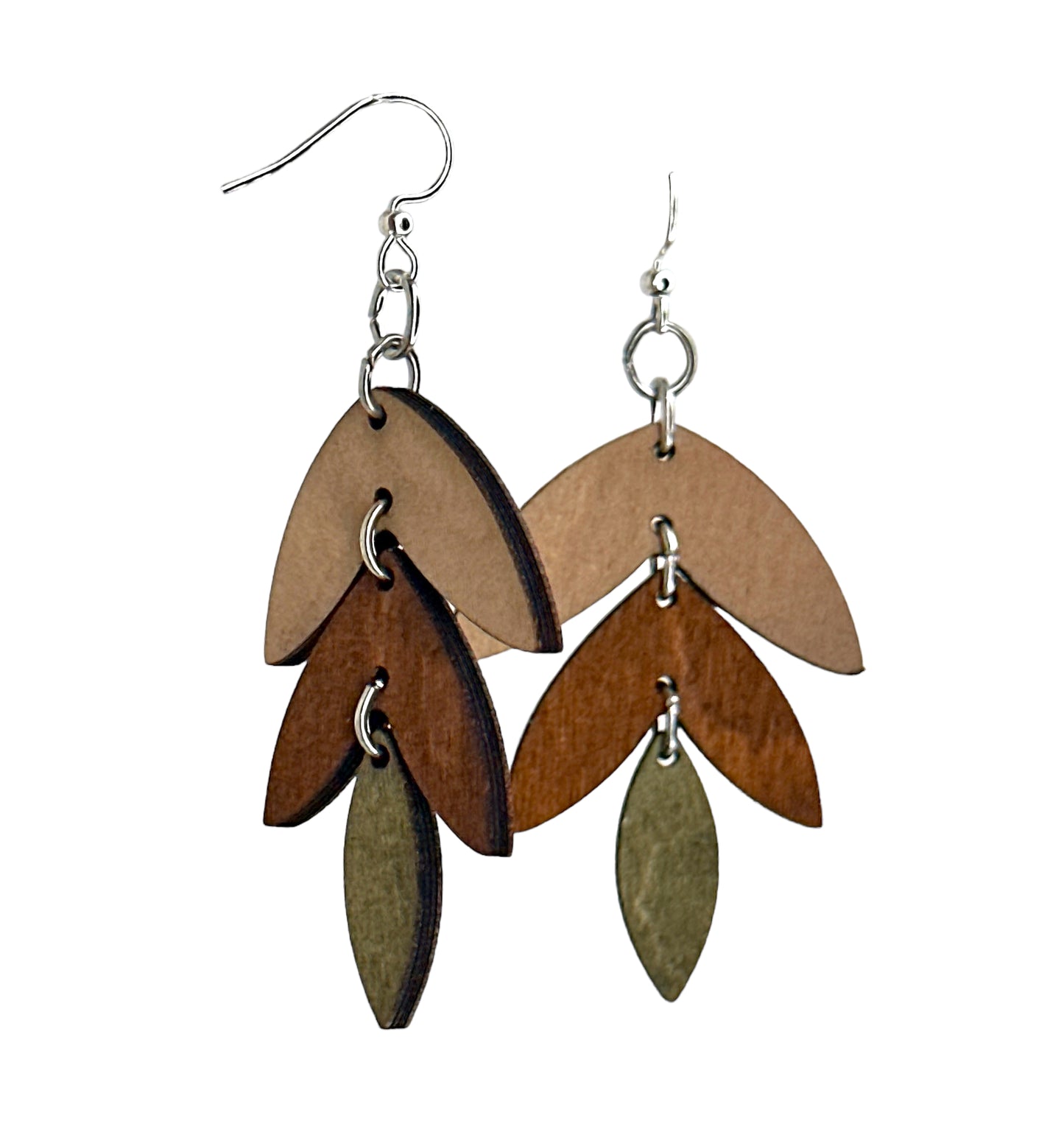 Green Tree Earrings | Geometric Shapes