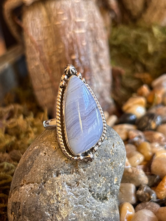 Blue Lace Agate Ring | Size 8