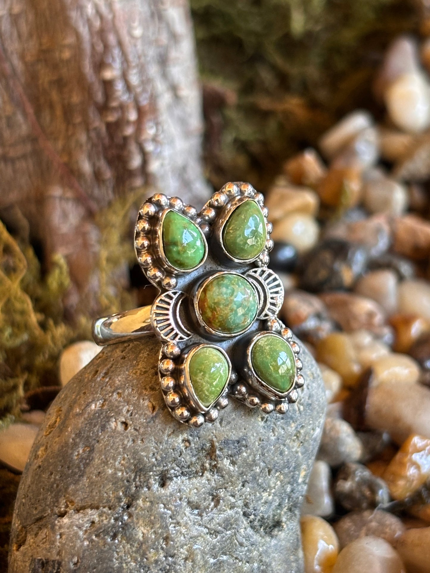 Green Turquoise Cluster Ring | 9.5