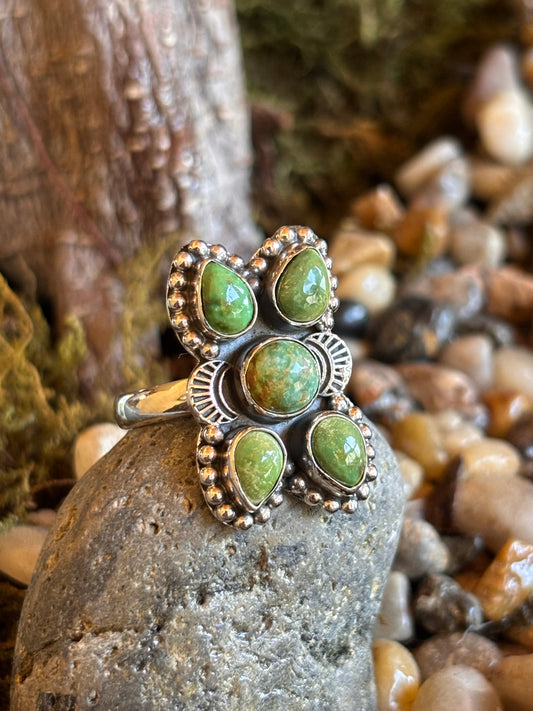 Green Turquoise Cluster Ring | 9.5