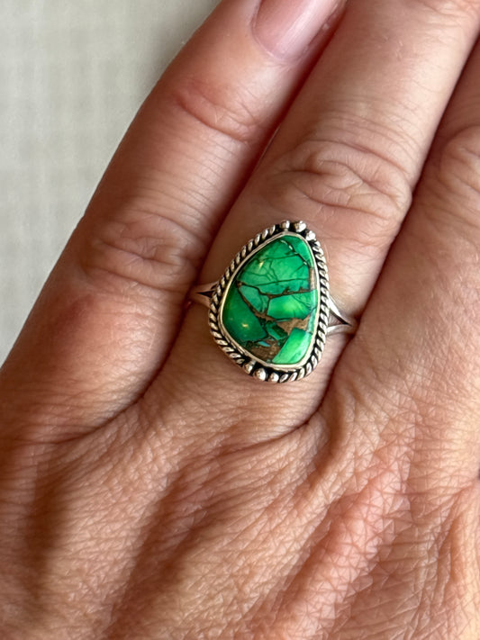 Ocean Wave Forest Dahlia Mohave Turquoise Ring | Size 9