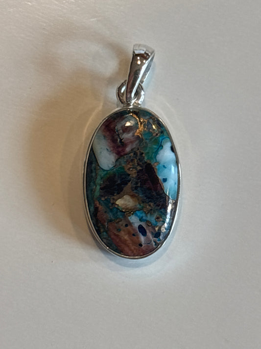 Chocolate Oyster Turquoise Pendant