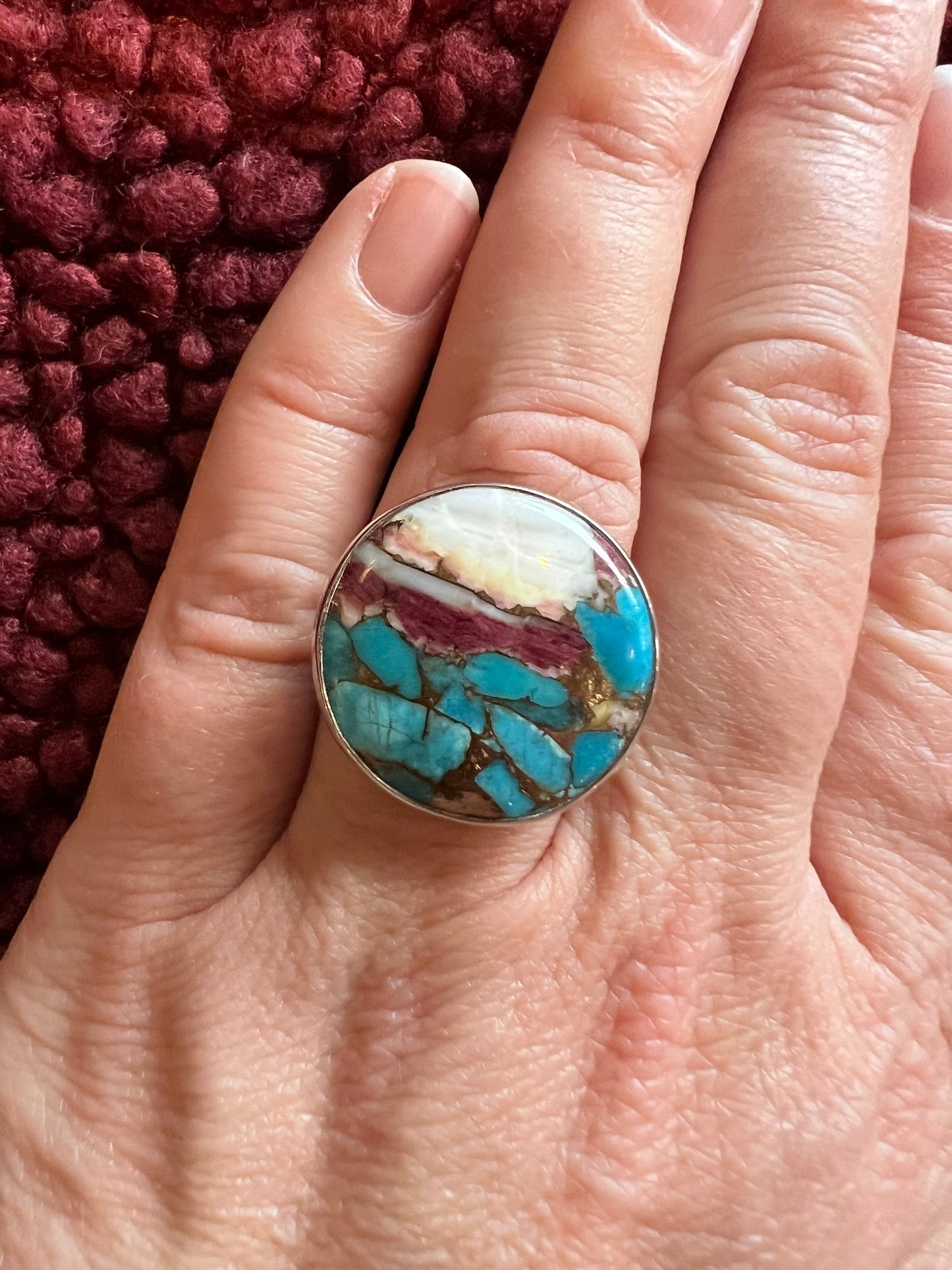 Purple Spiny Oyster Turquoise Ring | Adjustable