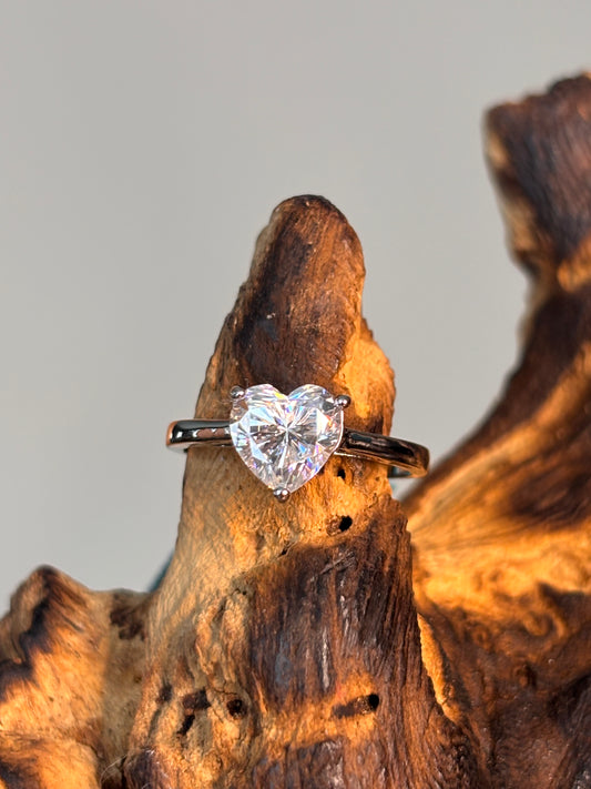 Moissanite Heart Solitaire Ring