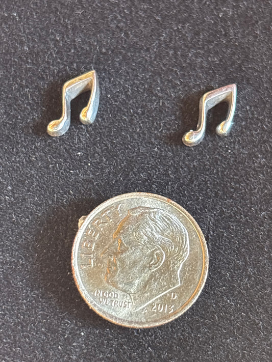 1/4 Note Sterling Silver Post Earrings