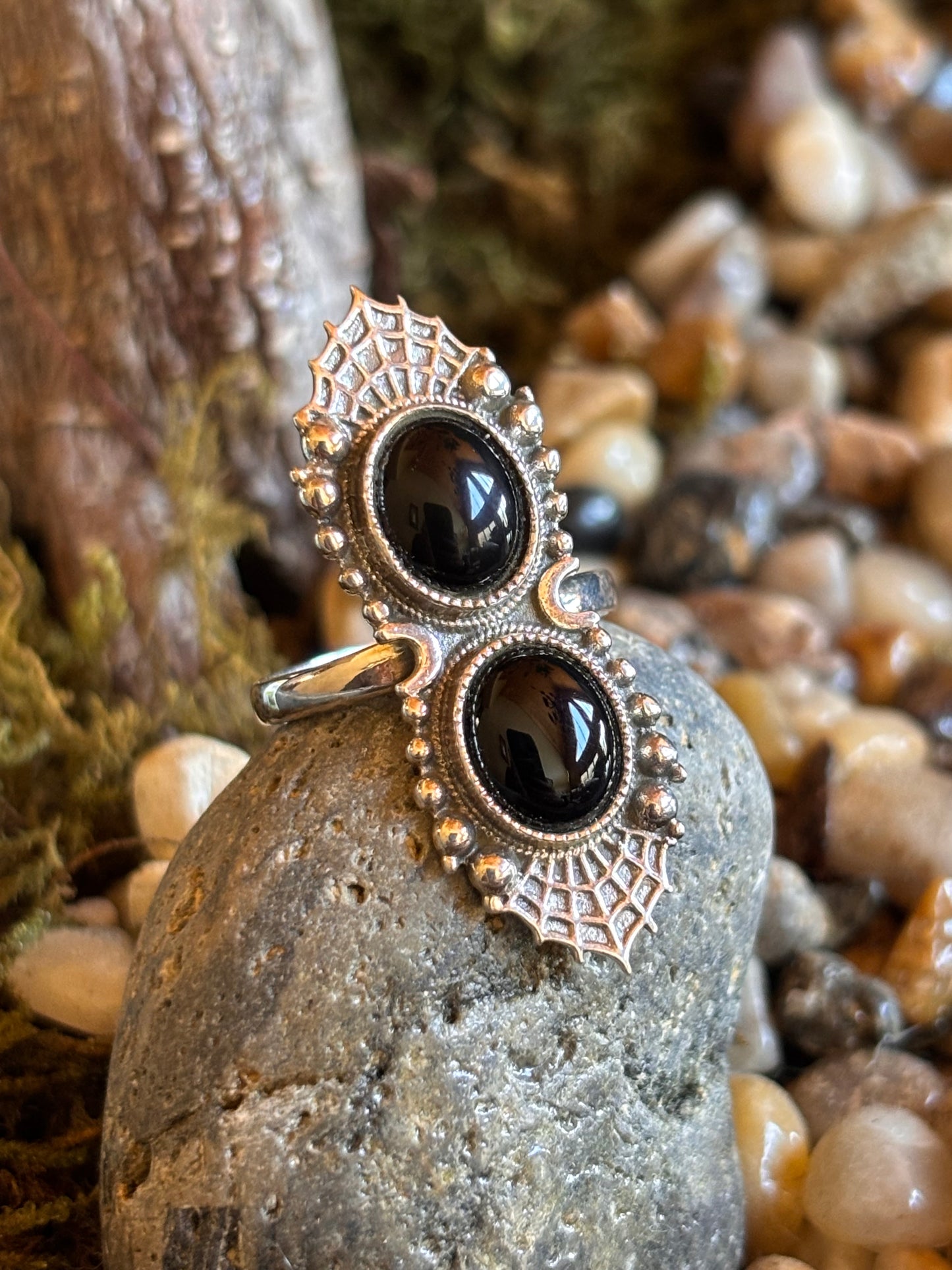 Onyx Spiderweb Ring | Size 8.25