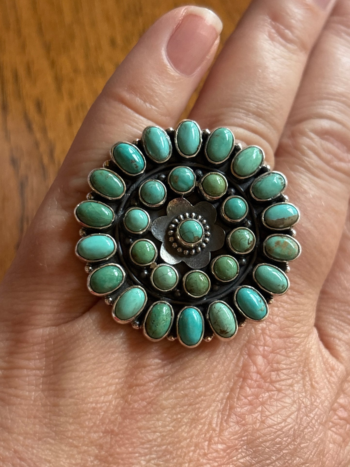 Kingman Turquoise Cluster Ring | Size 8