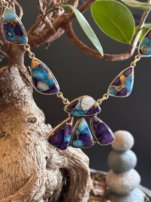 Purple/Blue Dahlia Necklace 19.5”